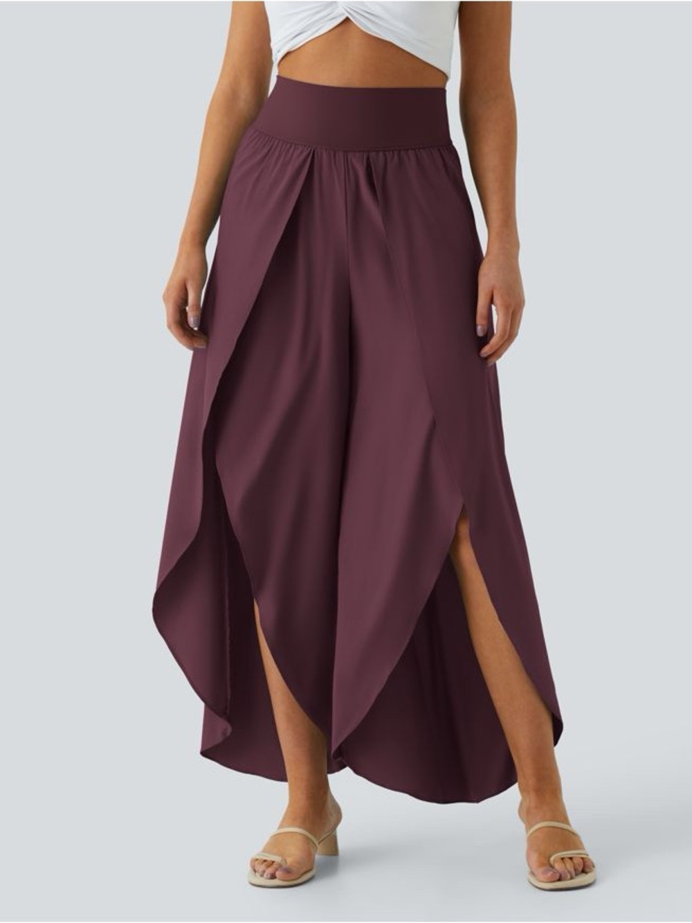 HALARA Tulip Ankle Pants in Plum